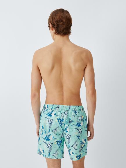 John Lewis Classic Fish Print Swim Shorts, Aqua - view 2, Aqua