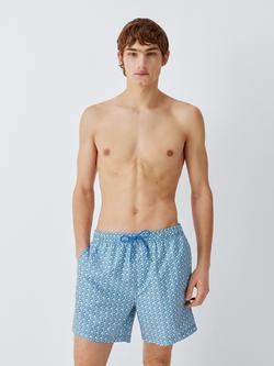 John Lewis Geometric Print Swim Shorts, Nouvean Blue, Nouvean Blue