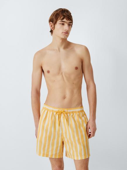 John Lewis Classic Stripe Print Swim Shorts, Yellow