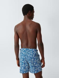 John Lewis Wild Rose Print Tailored Swim Shorts, Nouvean Blue - view 2, Nouvean Blue