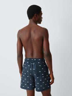 John Lewis Classic Seersucker Embroidered Tuna Swim Shorts, Navy - view 2, Navy