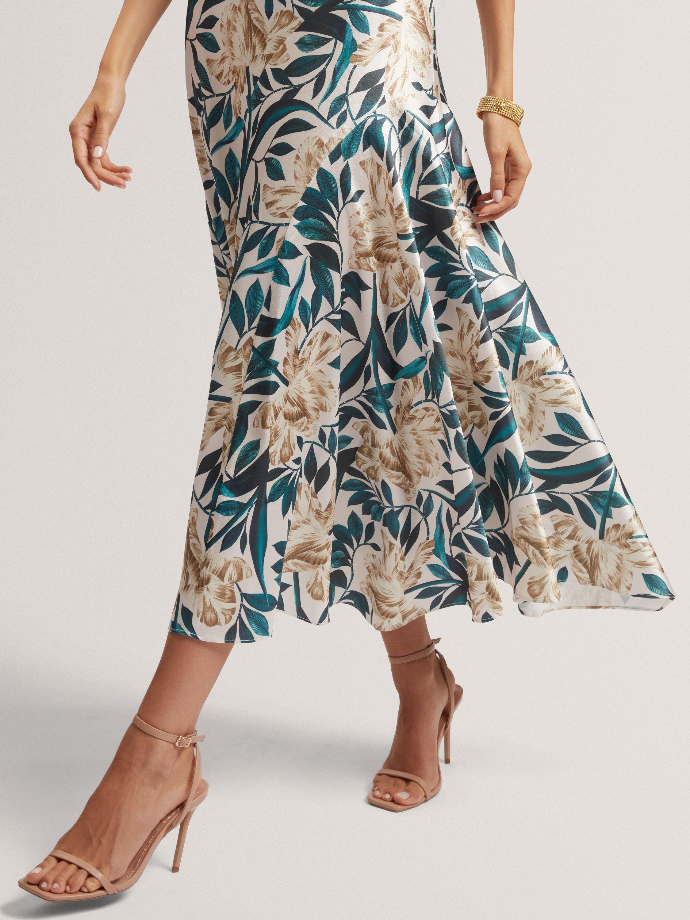 Product image 7 of 7, which shows Ted Baker Aibee Cap Sleeve Floral Print Midi Dress, Multi, 8