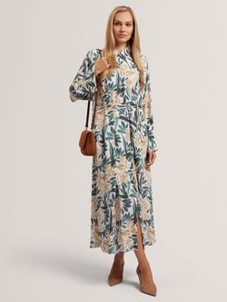 Ted Baker Rhaee Tie Detail Floral Print Midi Shirt Dress, Multi, Multi