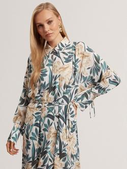 Ted Baker Rhaee Tie Detail Floral Print Midi Shirt Dress, Multi - view 2, Multi