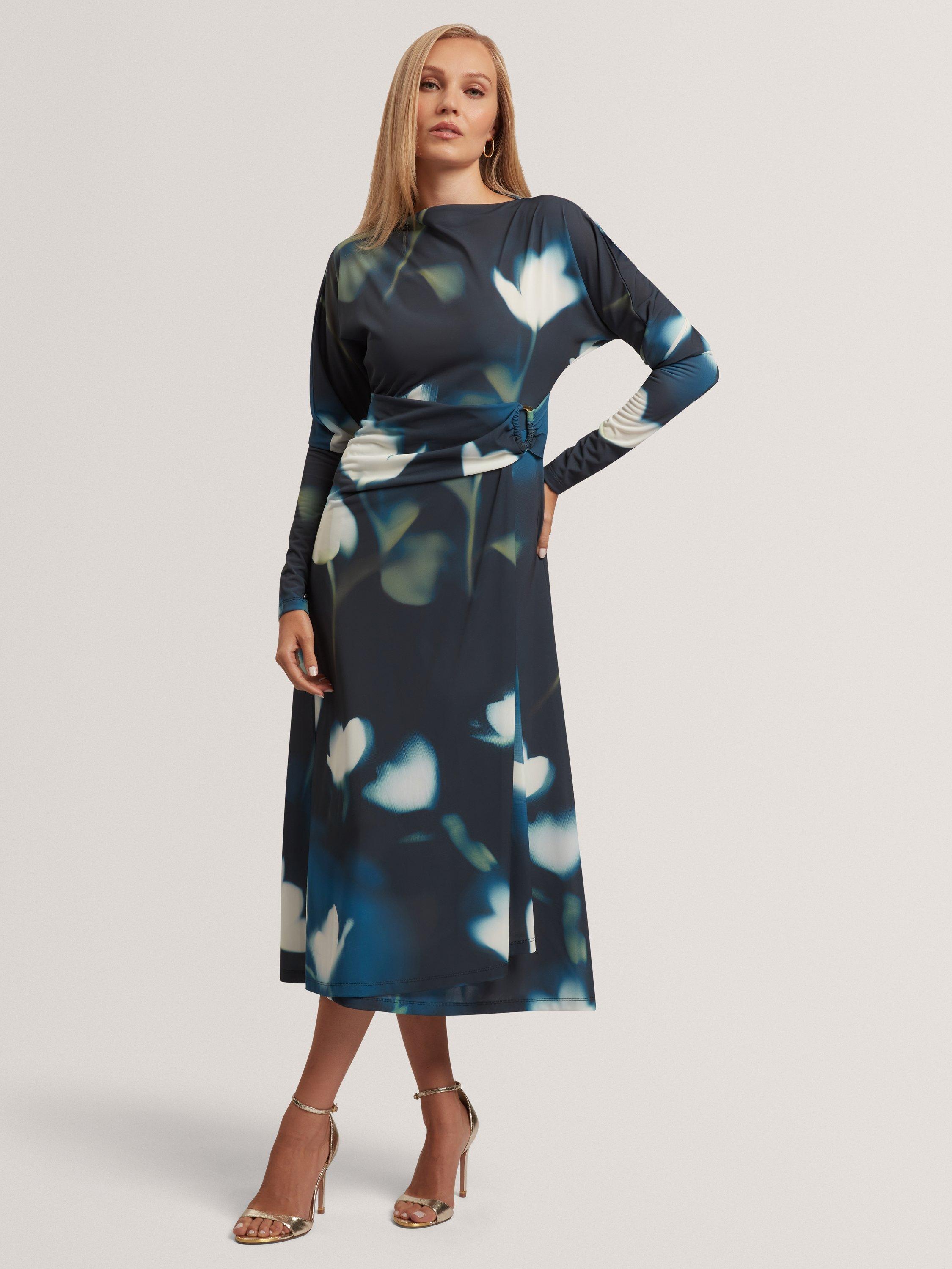 Product image 6 of 7, which shows Ted Baker Talhaaa Floral Print Midi Wrap Dress, Blue Multi, 8