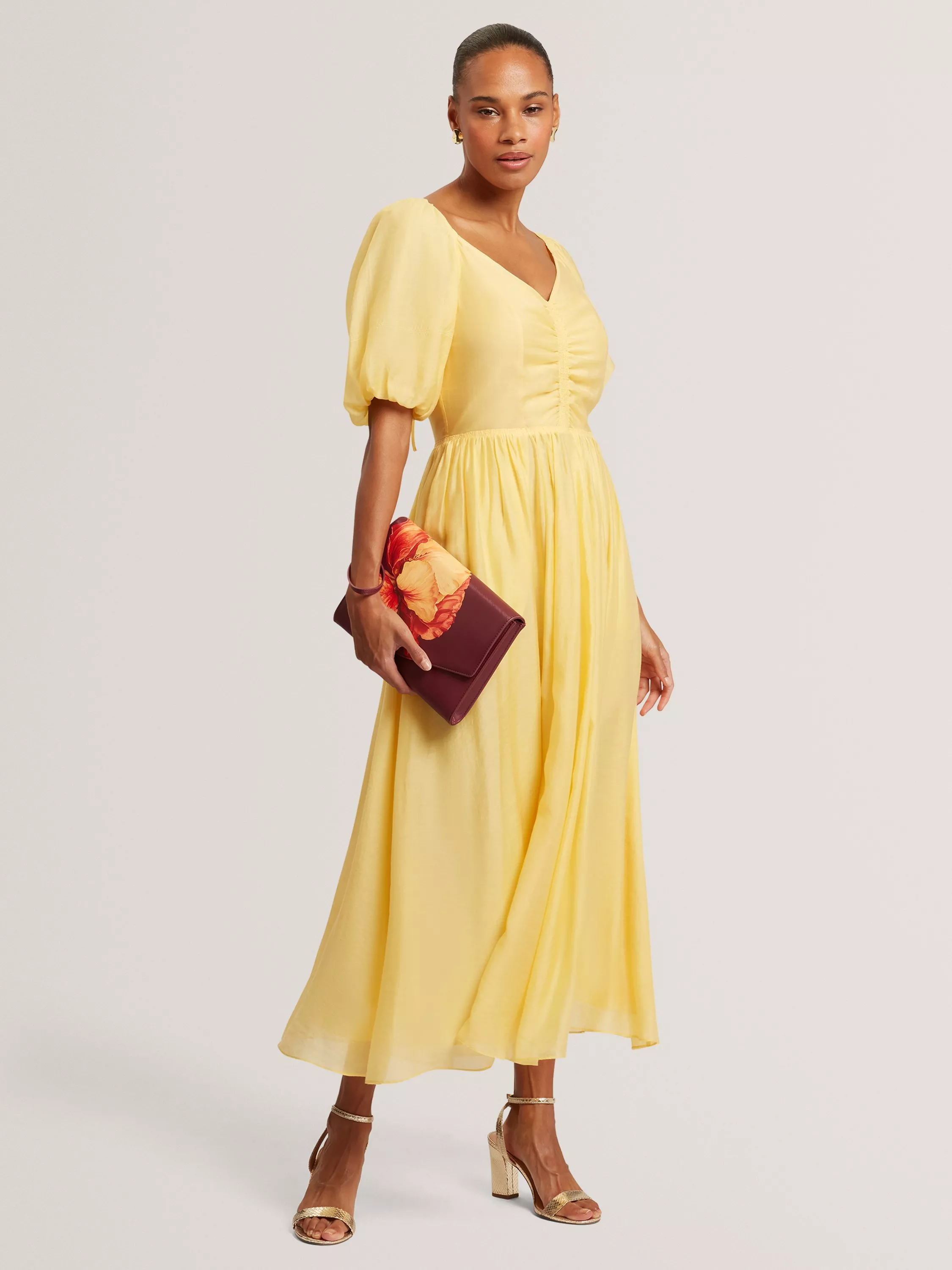 ted baker yellow pleated dress Ted Baker Nellina Pleated Dress in Yellow