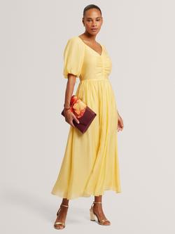 Ted Baker Orlaah Puff Sleeve Midi Dress, Yellow