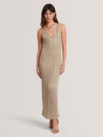 Ted Baker Liliany Knit Midi Dress, Gold, Gold