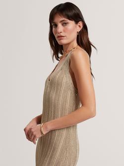 Ted Baker Liliany Knit Midi Dress, Gold - view 2, Gold