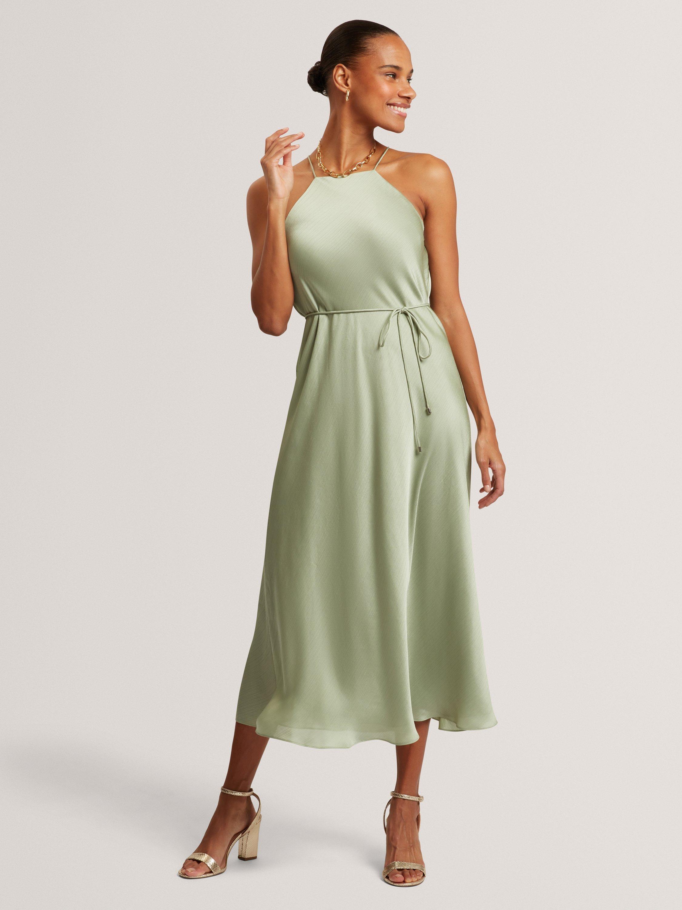 Ted Baker Kahrli Satin Midi Dress, Sage Green