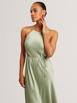 Ted Baker Kahrli Satin Midi Dress, Sage Green - view 2, Sage Green