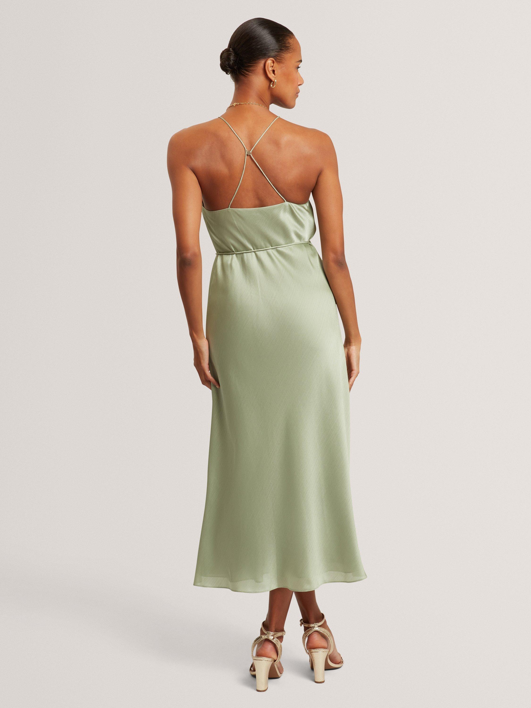 Ted Baker Kahrli Satin Midi Dress, Sage Green