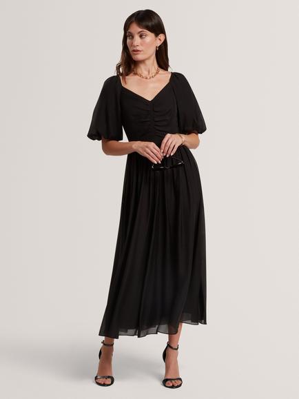 Ted Baker Orlaah Puff Sleeve Midi Dress, Black