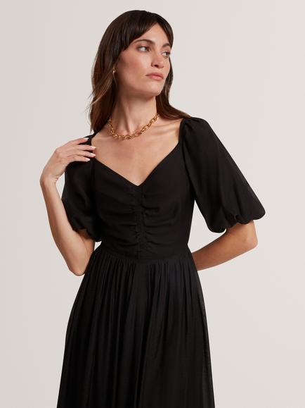 Ted Baker Orlaah Puff Sleeve Midi Dress - view 2, Black
