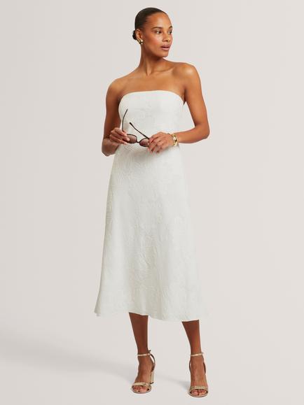 Ted Baker Sannii Embroidered Floral Midi Dress, White, White