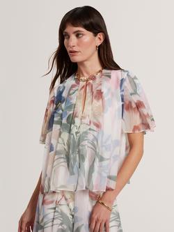 Ted Baker Nansii Pleated Floral Top, Pink, Pink