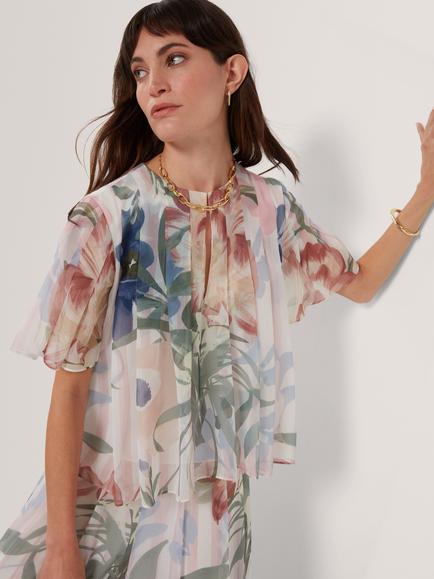 Ted Baker Nansii Pleated Floral Top, Pink - view 2, Pink