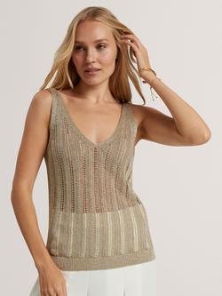 Ted Baker Zefria V-Neck Knitted Tank Top, Gold, Gold
