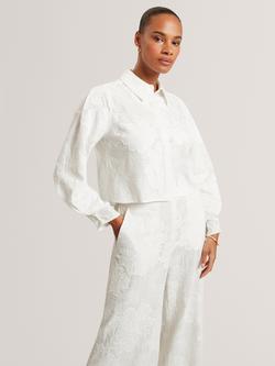 Ted Baker Luinna Embroidered Cropped Shirt, White - view 2, White