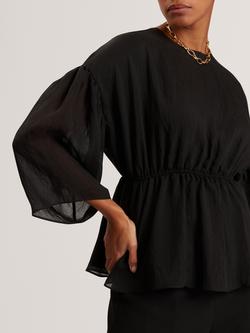 Ted Baker Ottiie Peplum Hem Top, Black - view 2, Black