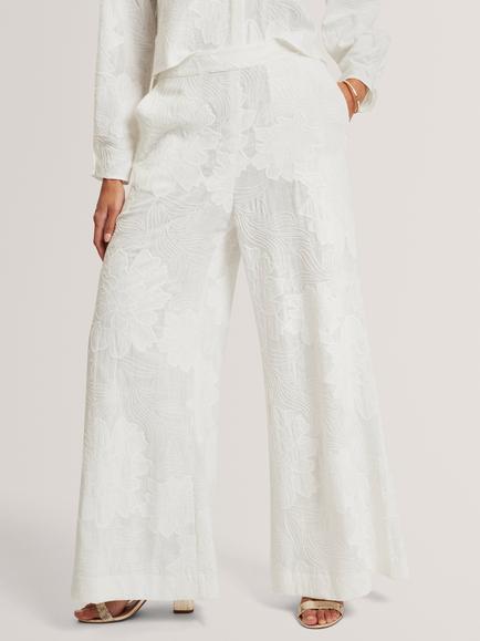 Ted Baker Basque Floral Wide Leg Trousers, White - view 2, White