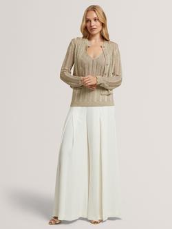 Ted Baker Hellenn Sparkle Ribbed Cardigan, Gold, Gold