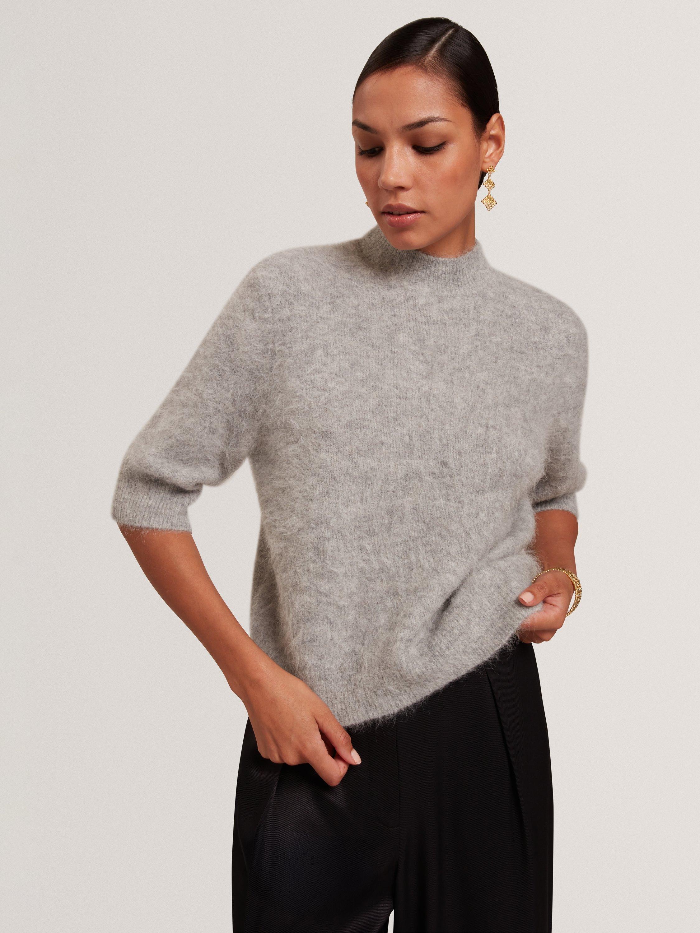 Product image 2 of 7, which shows Ted Baker Antata Short Sleeve Alpaca Blend Knit Jumper, Grey, 8
