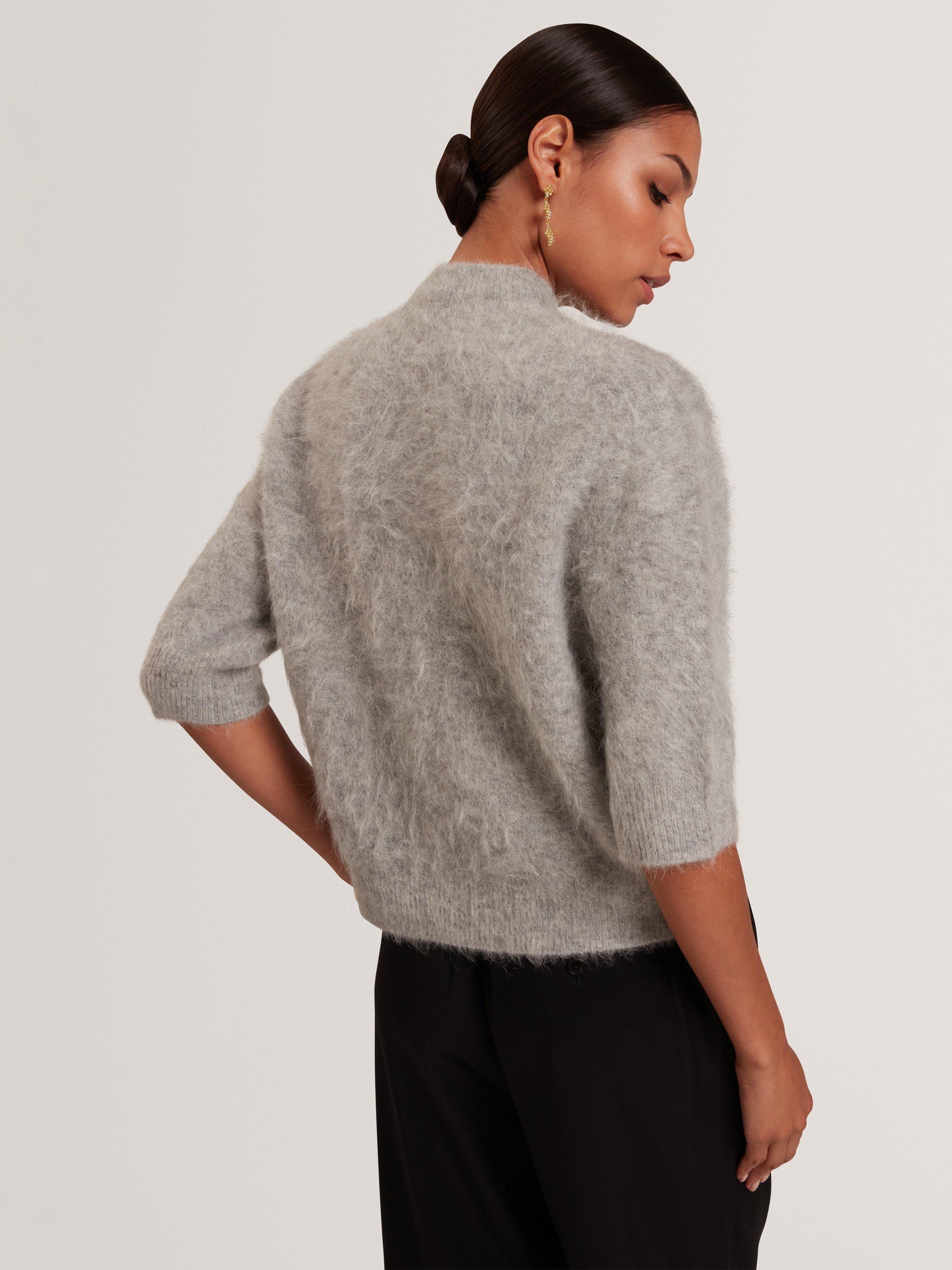 Product image 3 of 7, which shows Ted Baker Antata Short Sleeve Alpaca Blend Knit Jumper, Grey, 8