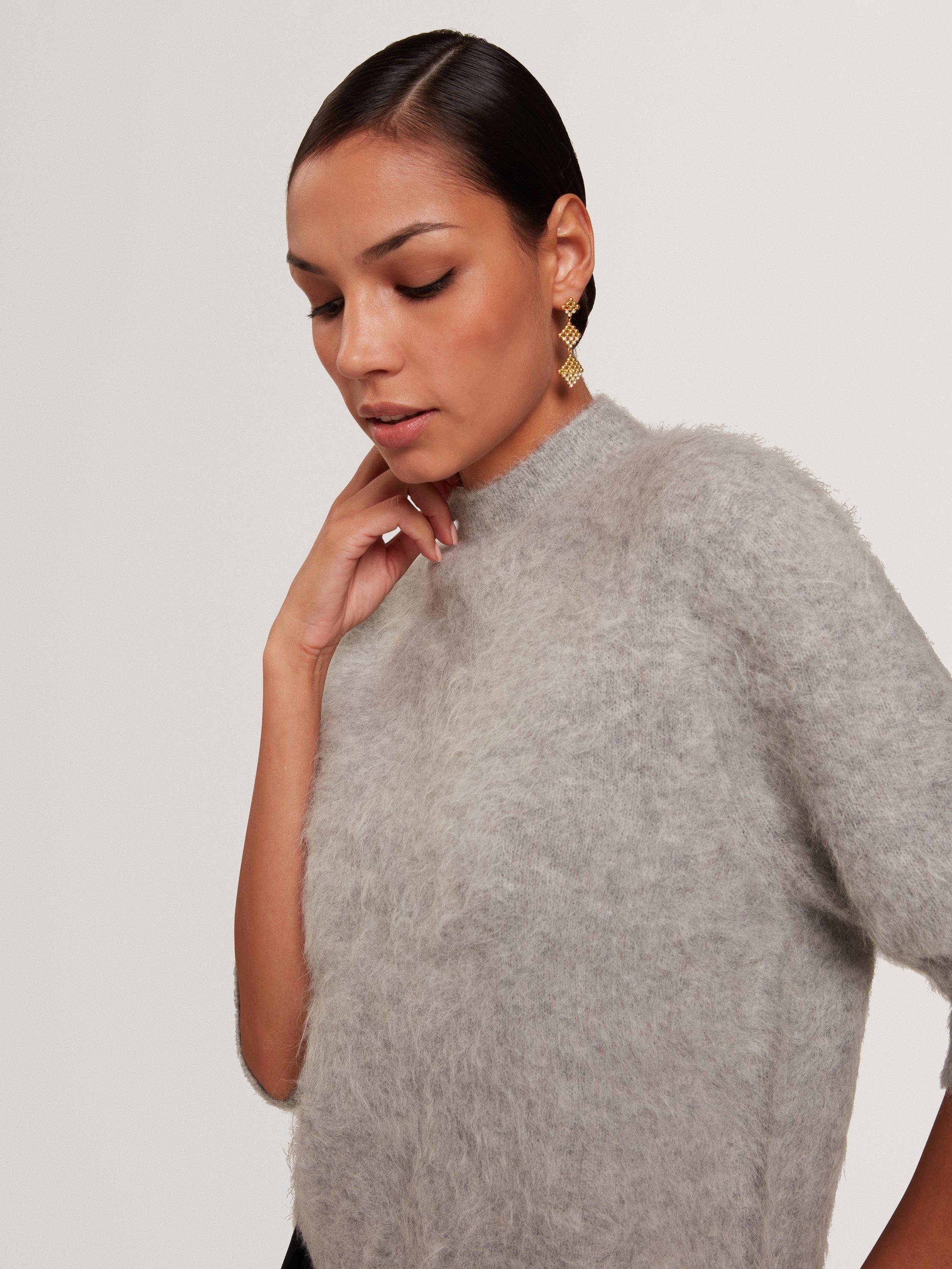 Product image 7 of 7, which shows Ted Baker Antata Short Sleeve Alpaca Blend Knit Jumper, Grey, 8