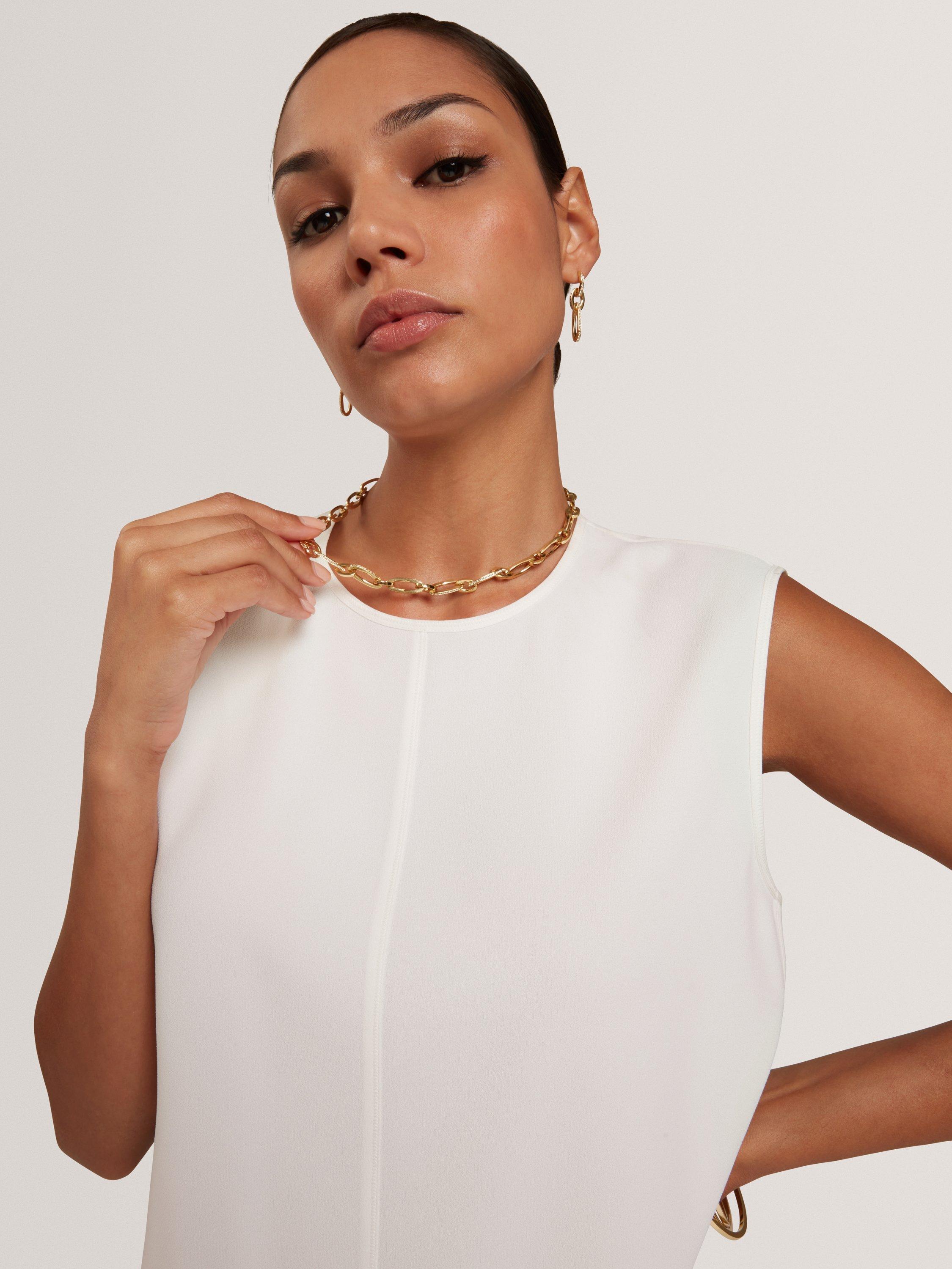 Product image 6 of 7, which shows Ted Baker Marmia Sleeveless Round Neck Top, Ivory, 8