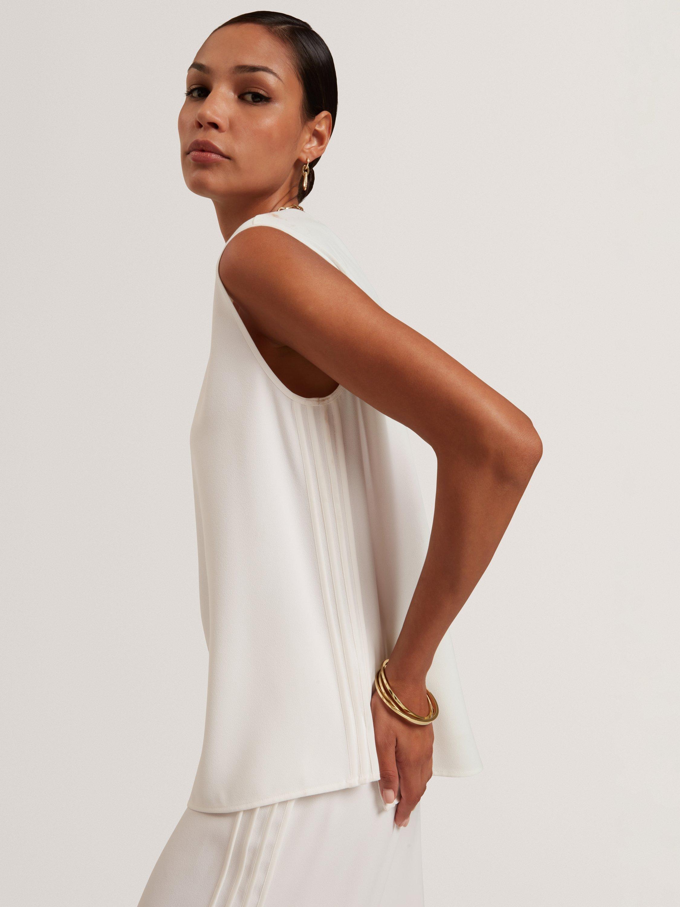 Product image 7 of 7, which shows Ted Baker Marmia Sleeveless Round Neck Top, Ivory, 8