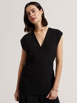 Ted Baker Neliia V-Neck Ruched Top, Black, Black