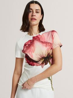 Ted Baker Obrey Flower Graphic T-Shirt, White/Red, White/Red