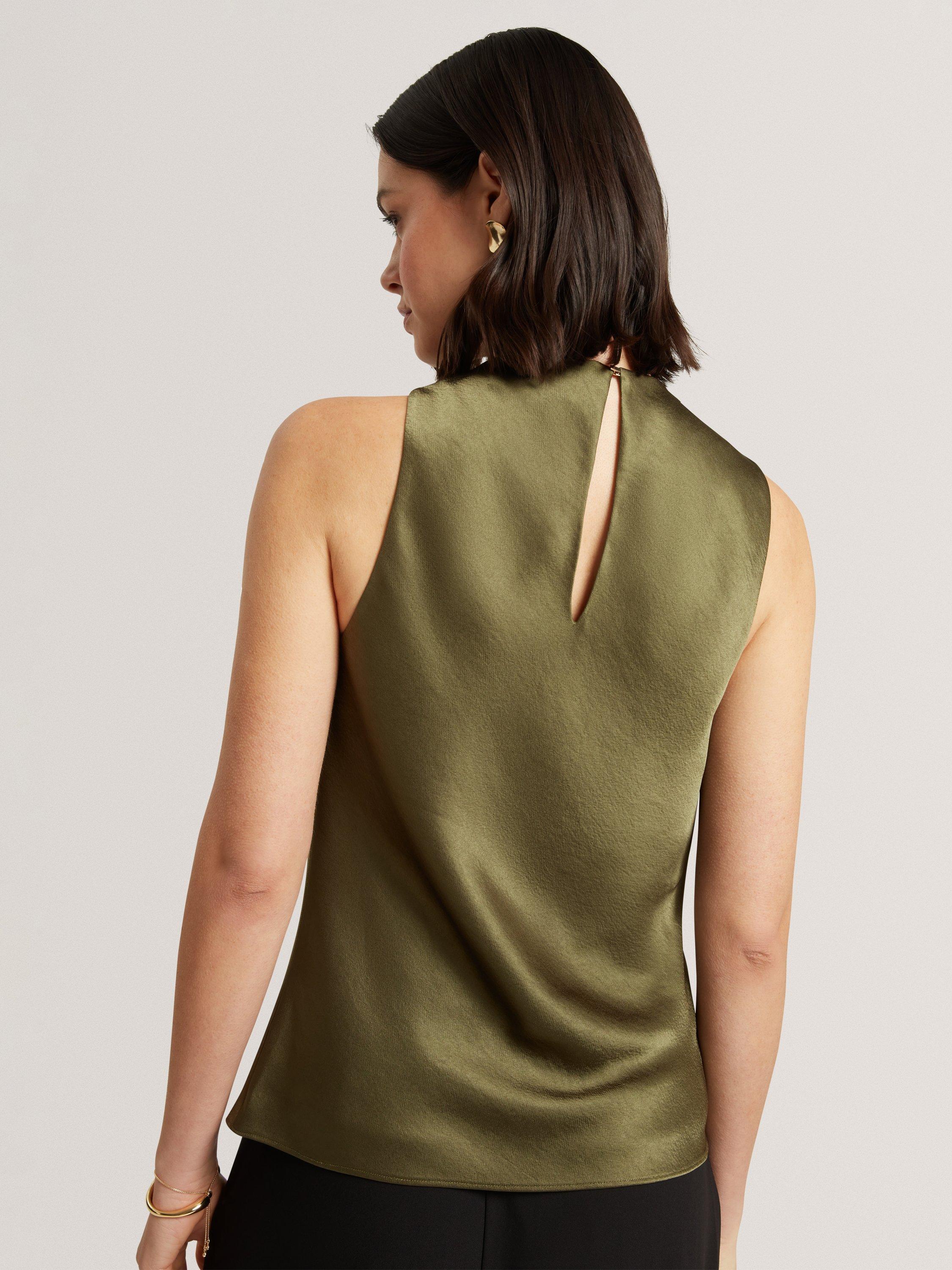 Product image 3 of 7, which shows Ted Baker Zepha Drape Neck Top, Khaki, 8