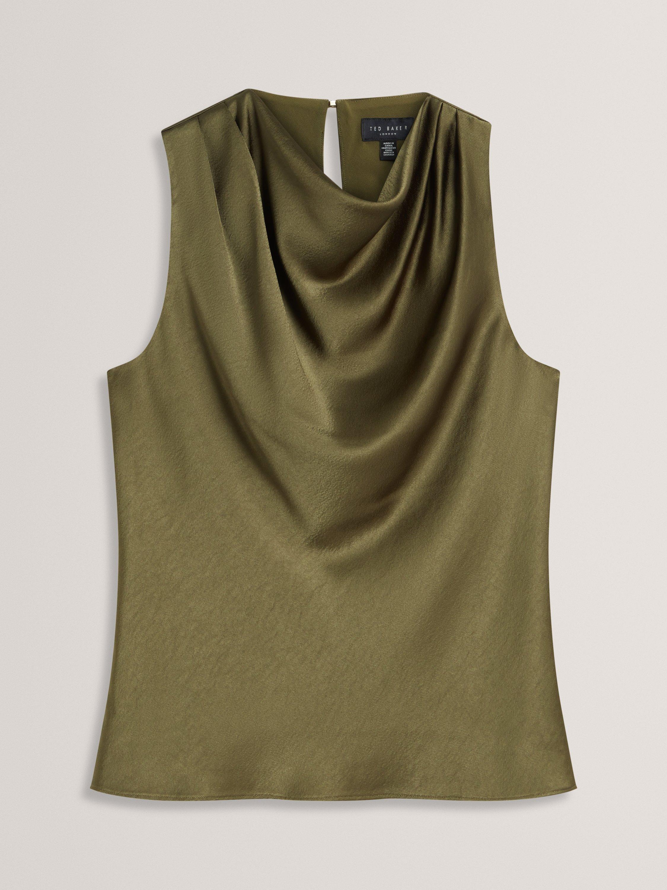 Product image 4 of 7, which shows Ted Baker Zepha Drape Neck Top, Khaki, 8