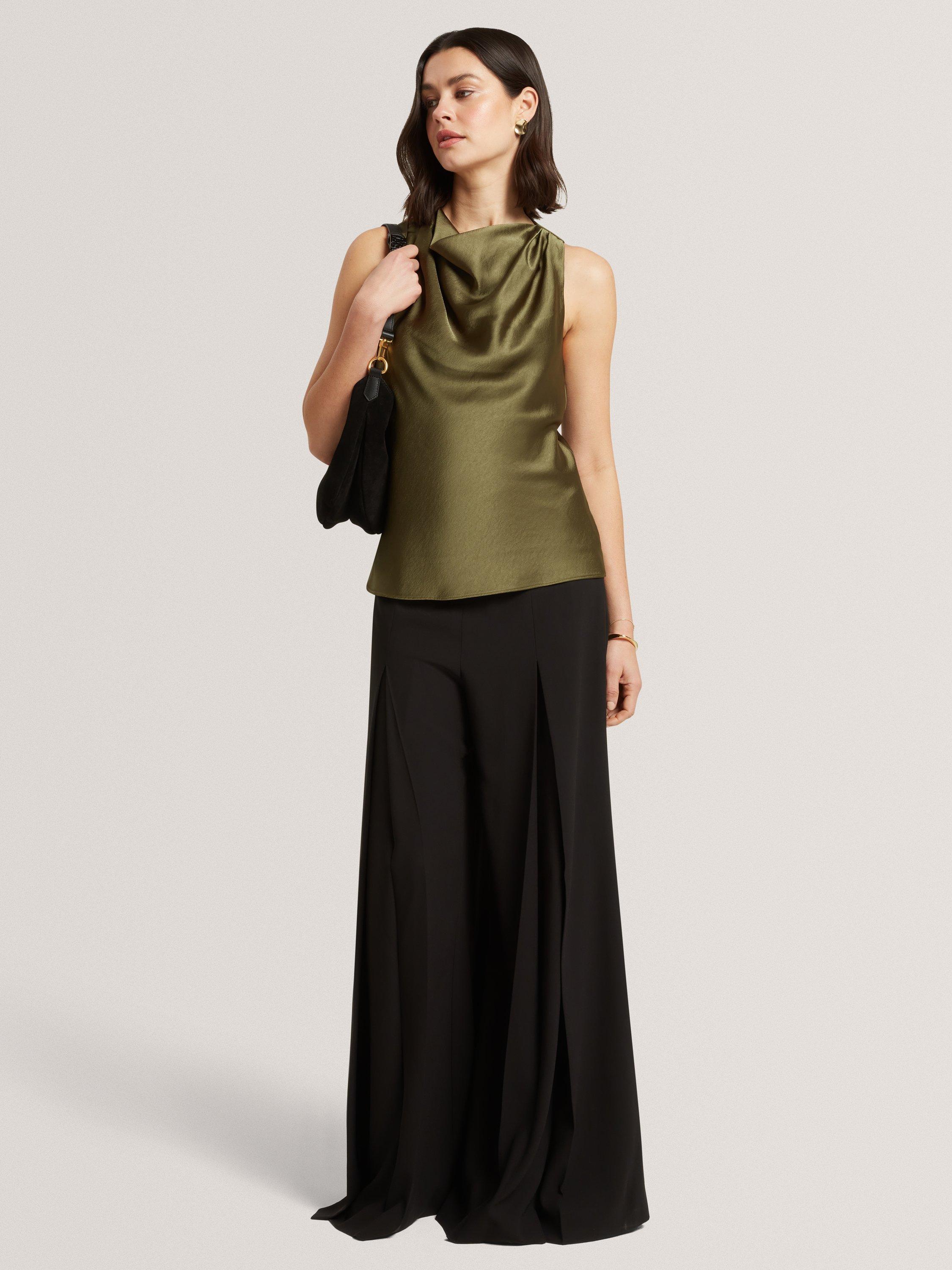 Product image 6 of 7, which shows Ted Baker Zepha Drape Neck Top, Khaki, 8