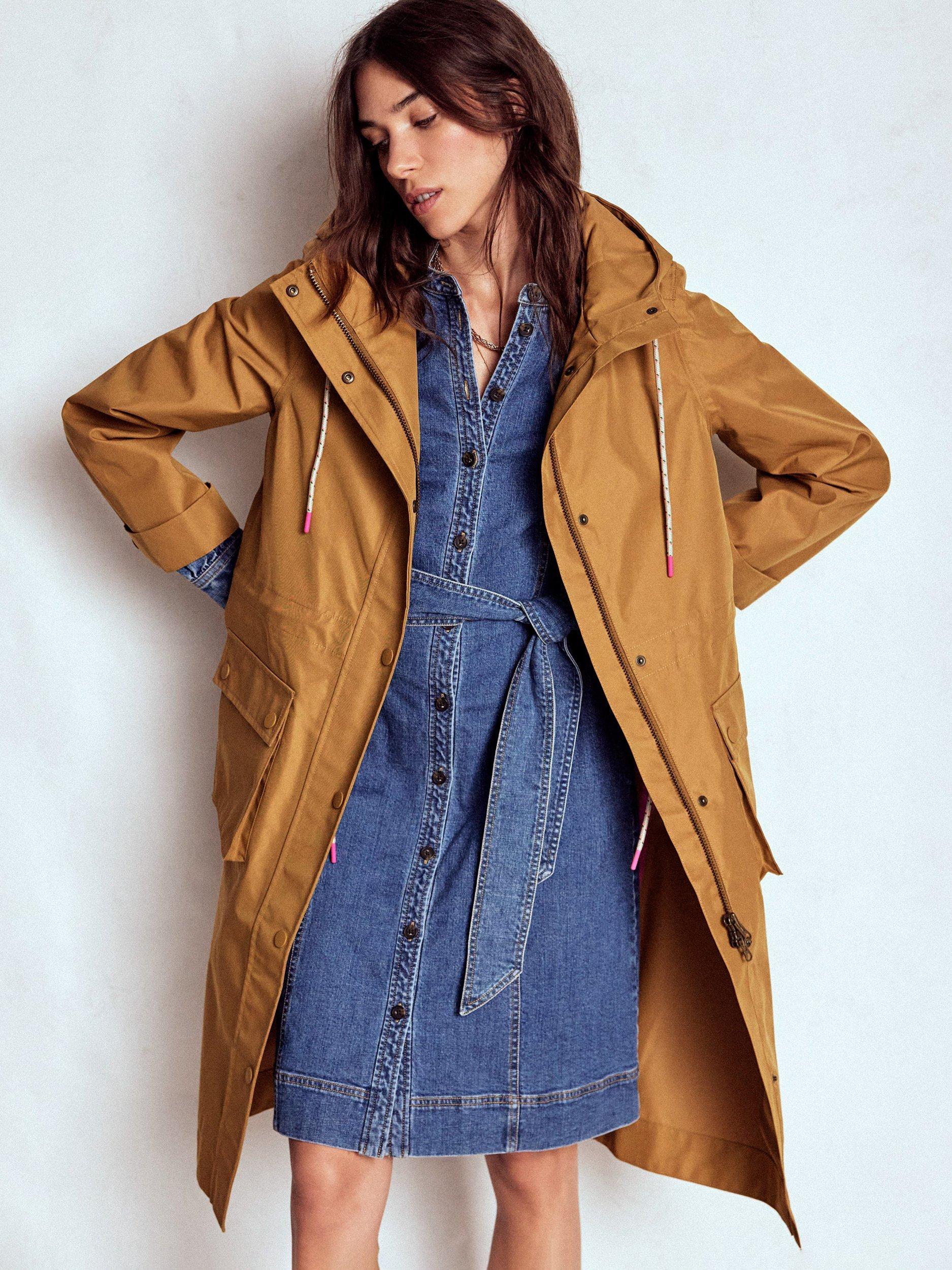 Product image 1 of 5, which shows Boden Waterproof Longline Mac, Hazelnut Brown, 12