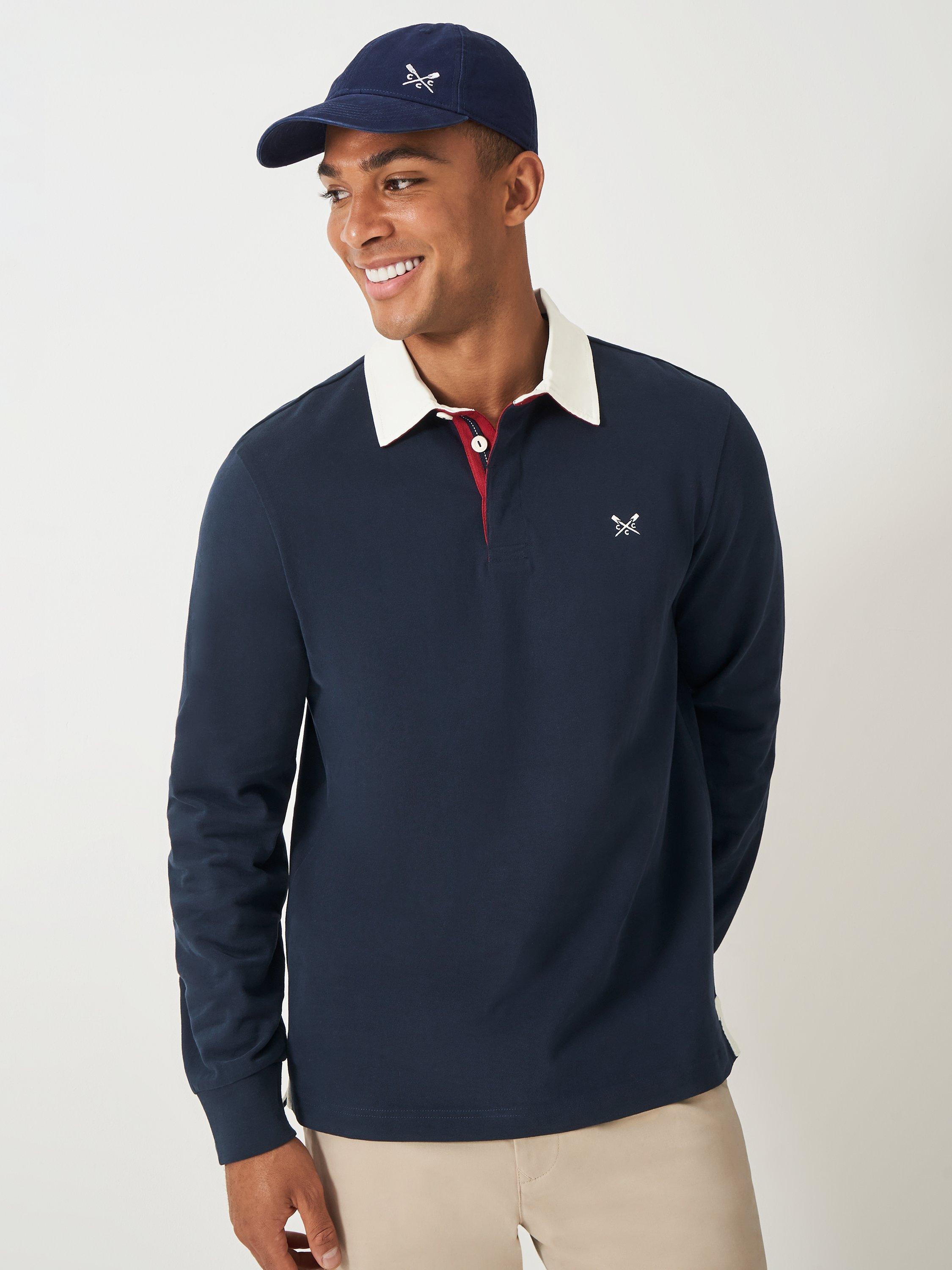 Product image 1 of 5, which shows Crew Clothing Rugby Top, Navy Blue, L