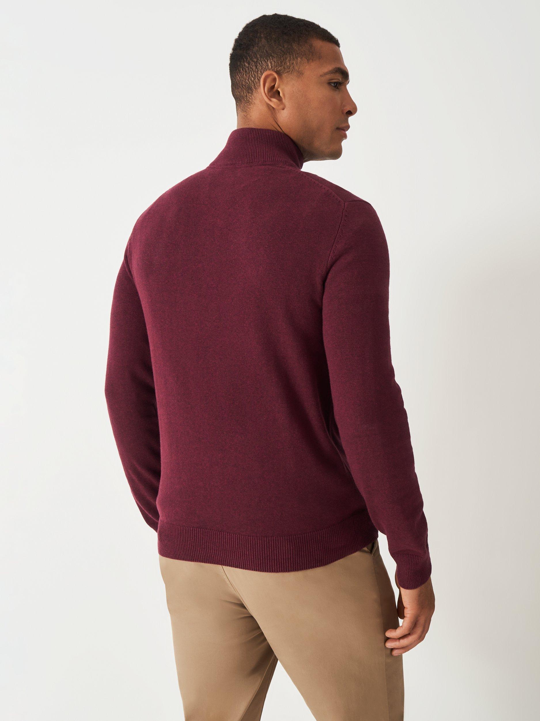 Product image 2 of 5, which shows Crew Clothing Cotton Half-Zip Jumper, Burgundy, XS