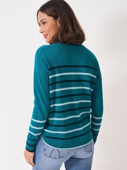 Crew Clothing Harmony Rosie Stripe Wool Rich Jumper, Airforce Blue - view 2, Airforce Blue
