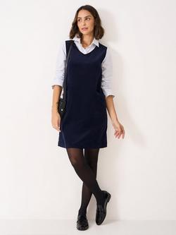 Crew Clothing Avery Corduroy Pinafore Dress, Navy Blue, Navy Blue