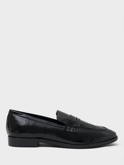 Crew Clothing Leather Flat Heel Round Toe Loafers, Black