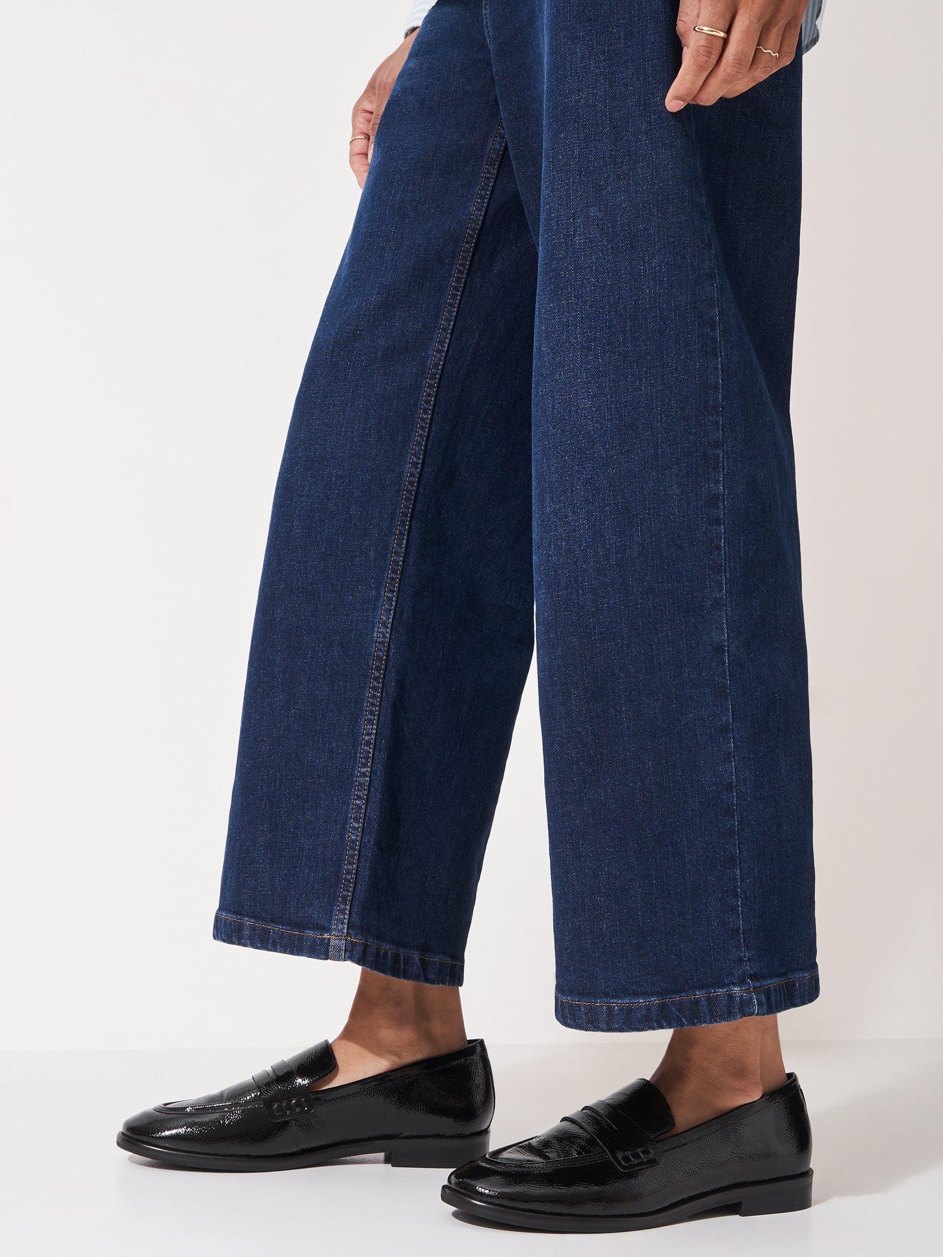 Product image 2 of 4, which shows Crew Clothing Leather Flat Heel Round Toe Loafers, Black, 8