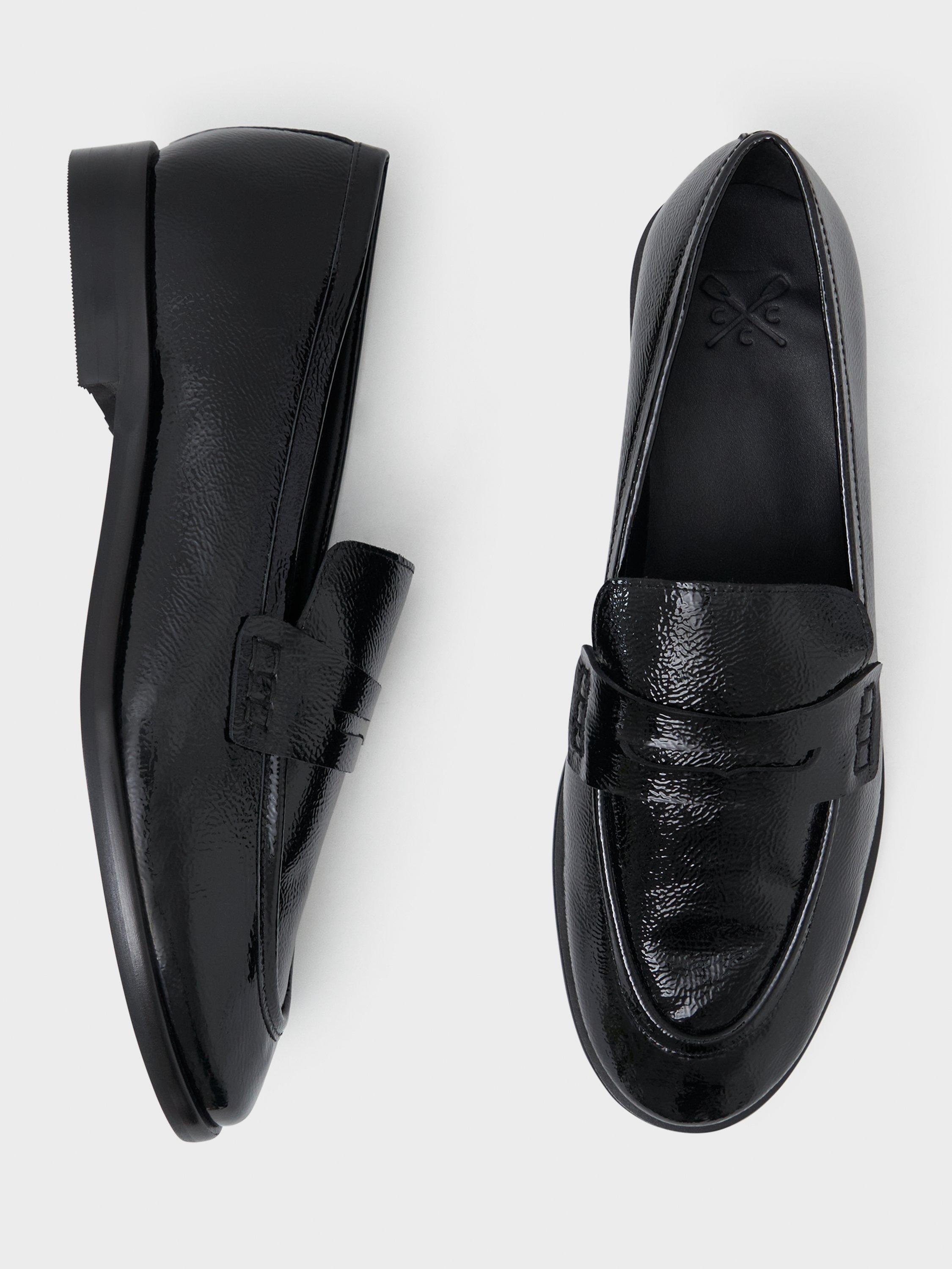 Product image 3 of 4, which shows Crew Clothing Leather Flat Heel Round Toe Loafers, Black, 8