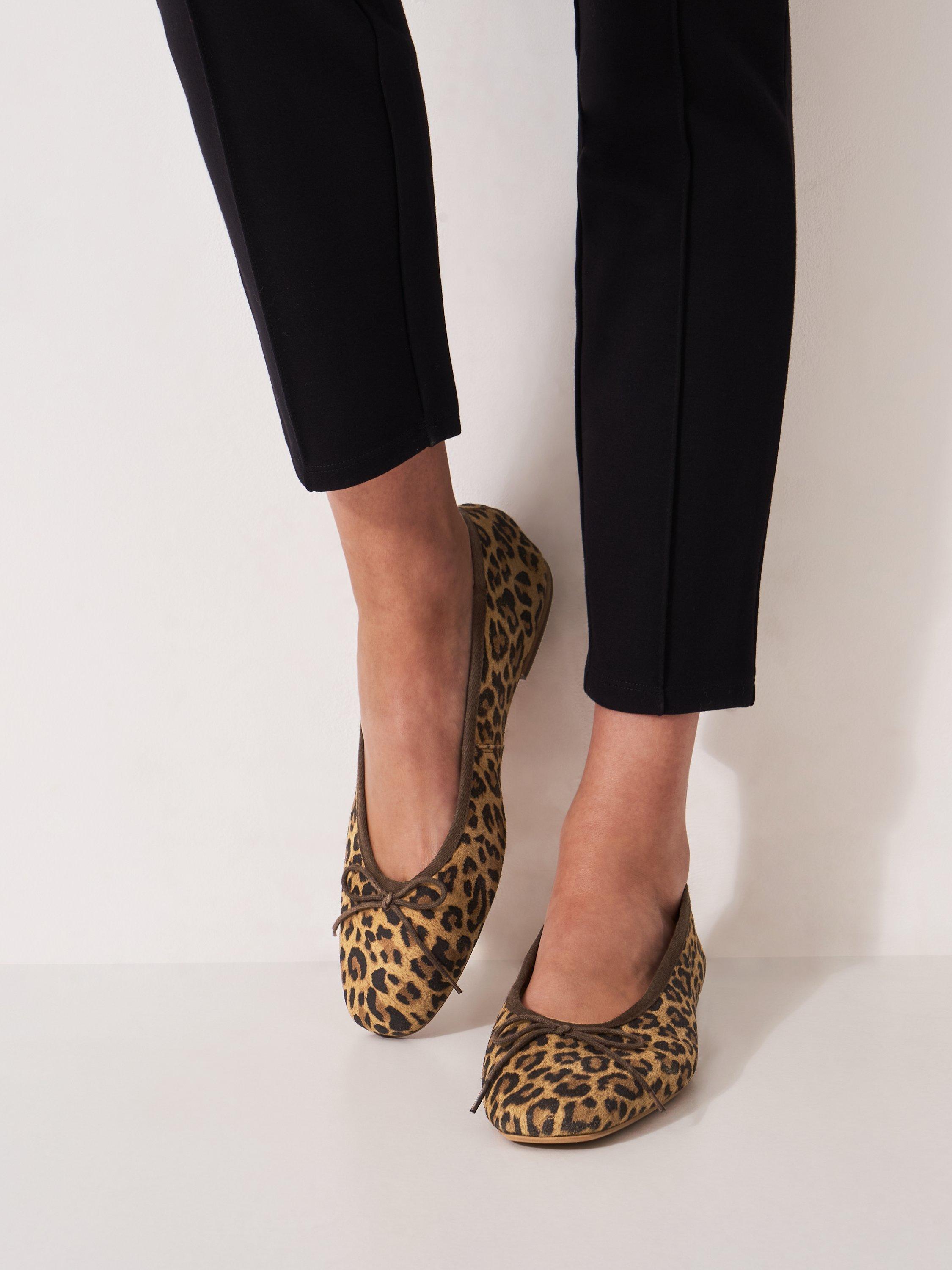 Product image 2 of 4, which shows Crew Clothing Leather Flat Heel Round Closed Toe Pumps, Camel Brown, 8