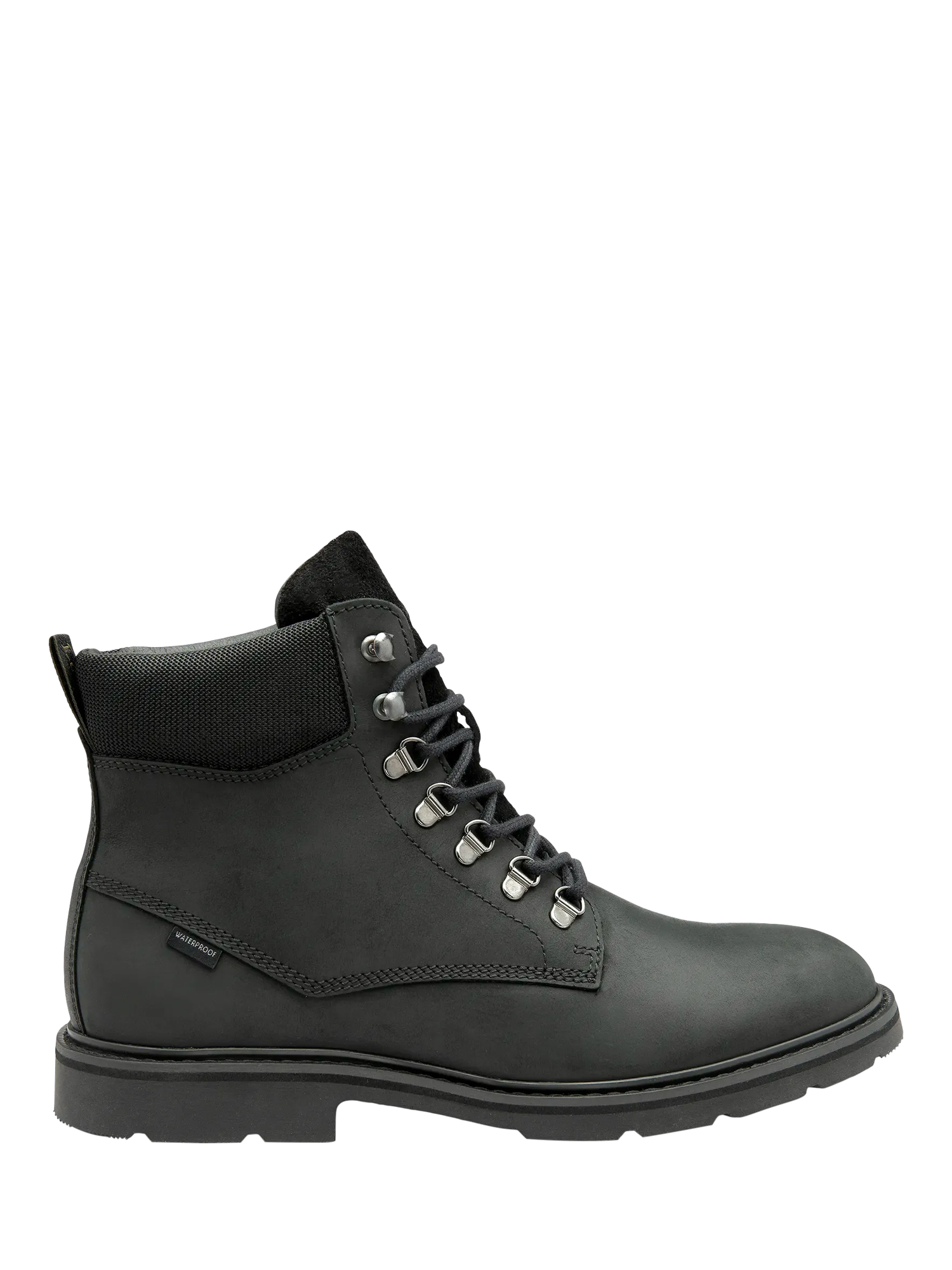 Product image 1 of 3, which shows Loake Nevis Nubuck Leather Waterproof Derby Boots, Black Oiled, 6