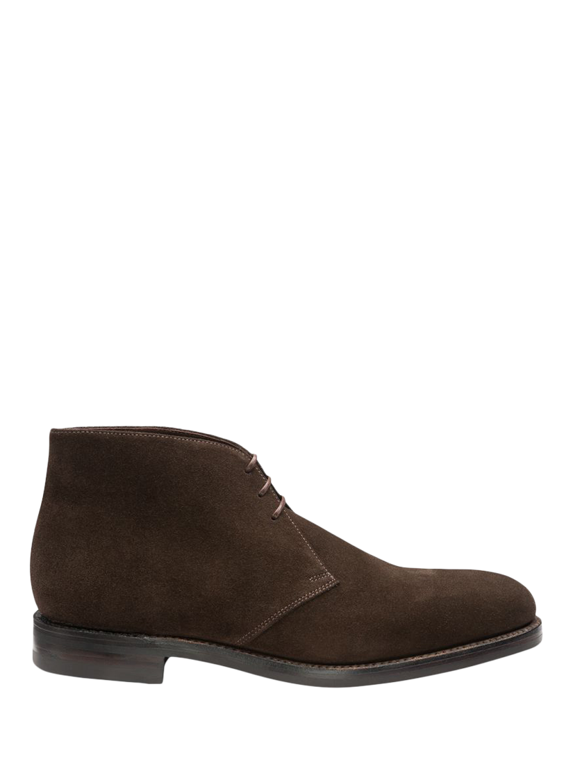 Product image 1 of 3, which shows Loake Pimlico Suede Chukka Boots, Dark Brown, 6