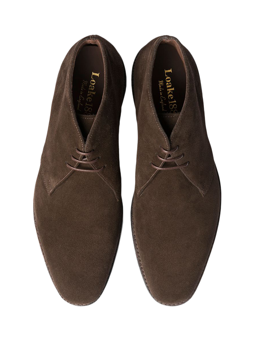 Product image 3 of 3, which shows Loake Pimlico Suede Chukka Boots, Dark Brown, 6