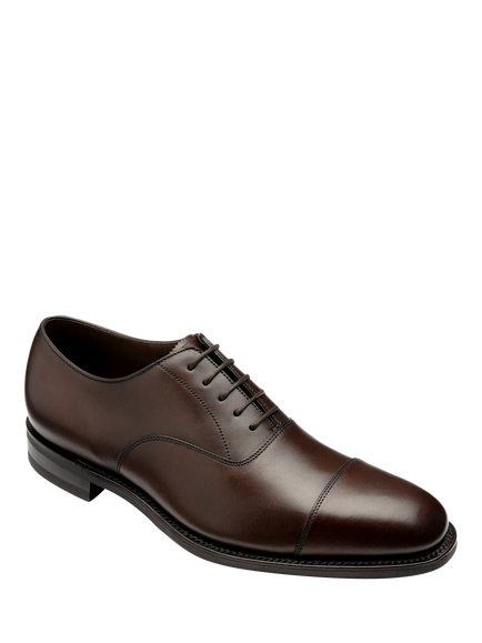 Loake Aldwych Leather Toecap Oxford Shoes - view 2, Dark Brown