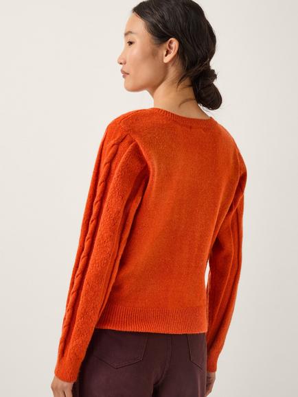 Monsoon Enya Floral Cardigan, Orange - view 2, Orange